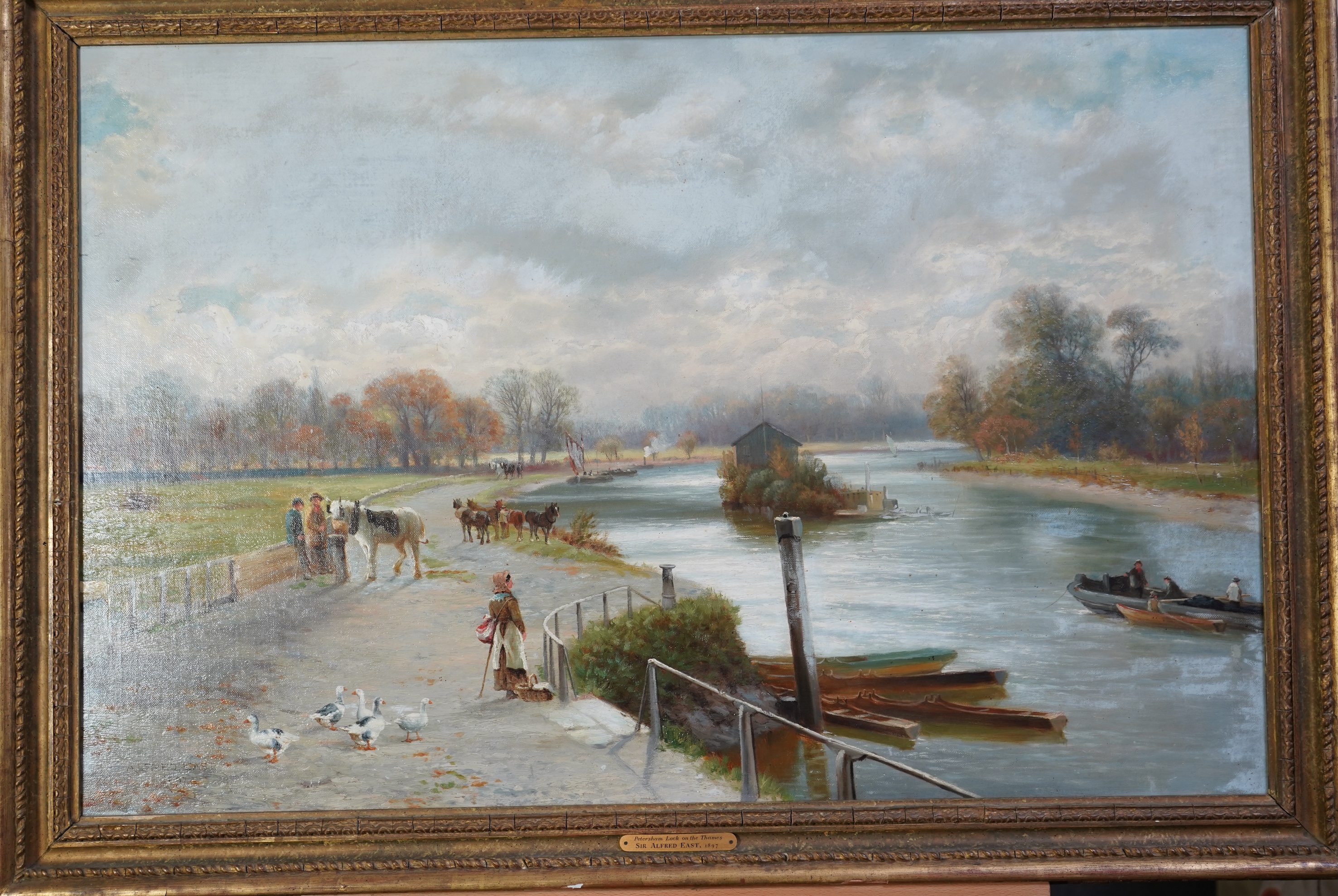 Sir Alfred East, 1844-1913, 'Petersham Lock on the Thames'